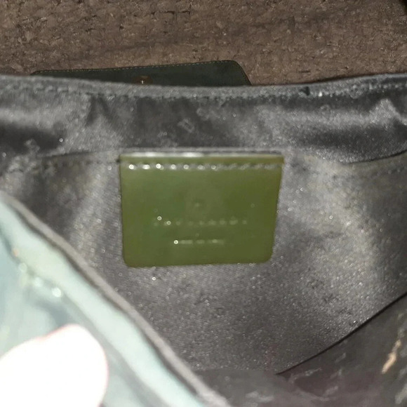 Vintage  TRUSSARDI-Green Patent Signature Leather/Nylon-Cross/Shoulder-Excellent - Picture 5 of 8